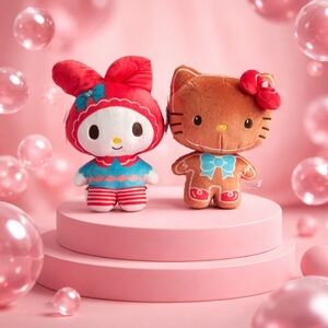 Hello Kitty and My Melody gingerbread man plushies #kawaii #sanrio